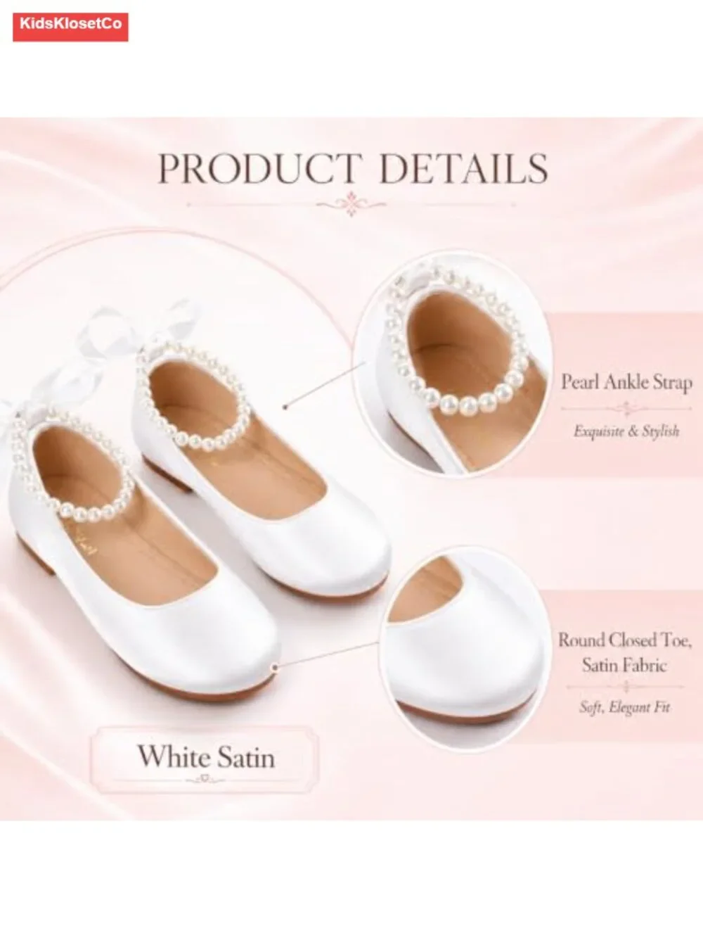 Toddler Girls Princess Mary Jane Flats, Pearl Ankle Strap Dress Shoes